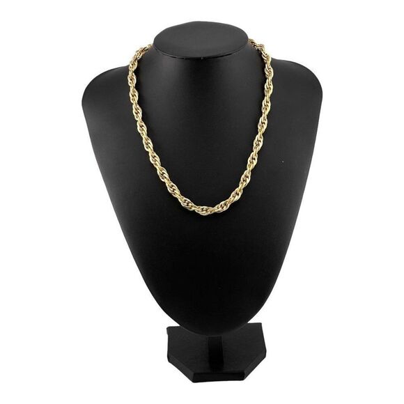 Gold Plated Rope Chain Necklace 12mm - Picture 1 of 6